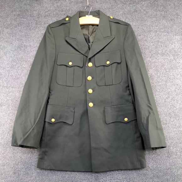 U.S. Army Men's Green Coat Size 38 Long Poly Wool Blend Dress Uniform Military - Picture 8 of 13